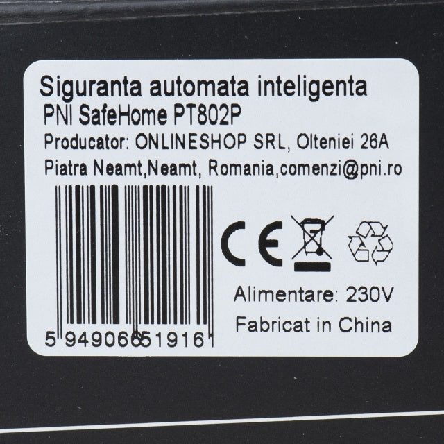 Siguranta automata inteligenta PNI SafeHome PT802P WiFi, 2P, 100A, comanda prin internet, aplicatie de mobil Tuya Smart, integrare in scenarii si automatizari smart cu alte produse compatibile Tuya, A