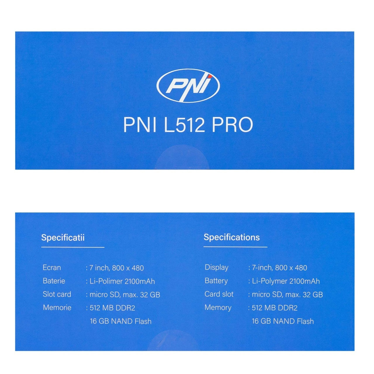 Sistem de navigatie GPS PNI L512 PRO cu parasolar, 7 inch, 800 MHz, 512MB DDR, 16GB memorie interna, FM transmitter