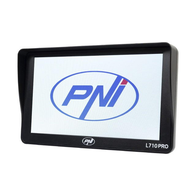 Sistem de navigatie GPS PNI L710 PRO cu parasolar, 7 inch, 800 MHz, 256MB DDR, 16GB memorie interna, FM transmitter, cu doua alimentatoare auto incluse