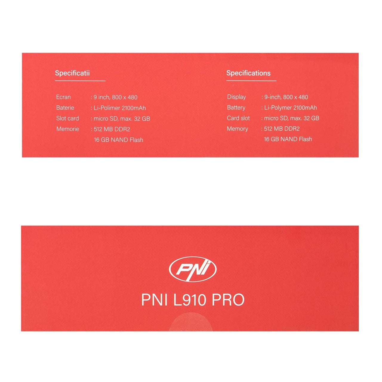 Sistem de navigatie GPS PNI L910 PRO cu parasolar, 9 inch, 800 MHz, 512MB DDR, 16GB memorie interna, FM transmitter, negru