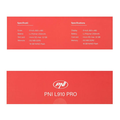 Sistem de navigatie GPS PNI L910 PRO cu parasolar, 9 inch, 800 MHz, 512MB DDR, 16GB memorie interna, FM transmitter, negru