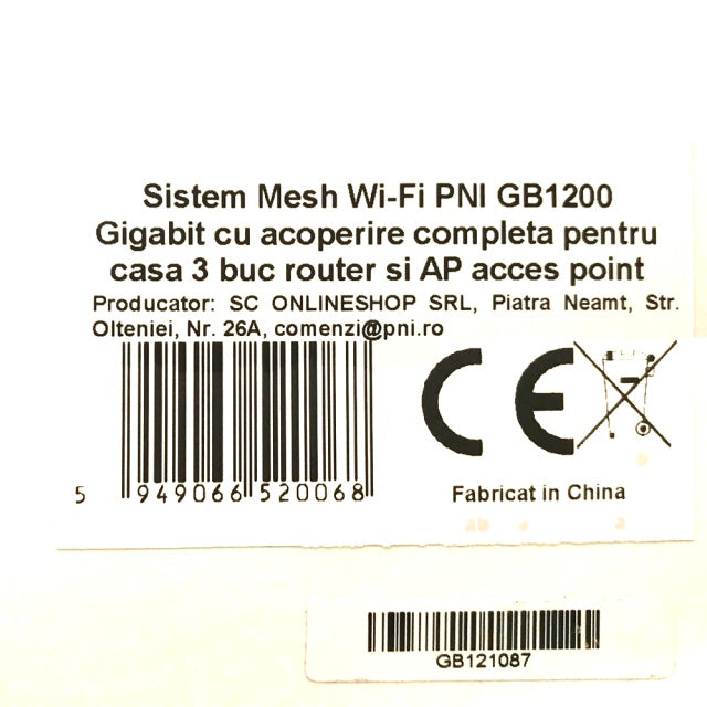 Sistem Mesh Wi-Fi PNI GB1200 Gigabit cu acoperire completa pentru casa 3 buc router si AP acces point