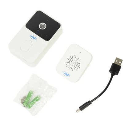Sonerie video PNI Safe House IDB15 WiFi, vizibilitate noctura, IP54, acumulator incorporat, control din aplicatia Tuya