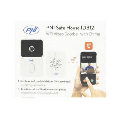 Sonerie video PNI Safe House IDB15 WiFi, vizibilitate noctura, IP54, acumulator incorporat, control din aplicatia Tuya