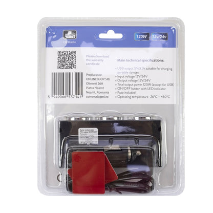 Spliter bricheta auto PNI Lighter 20 12V/24V 2 iesiri, 2 x USB, indicator LED