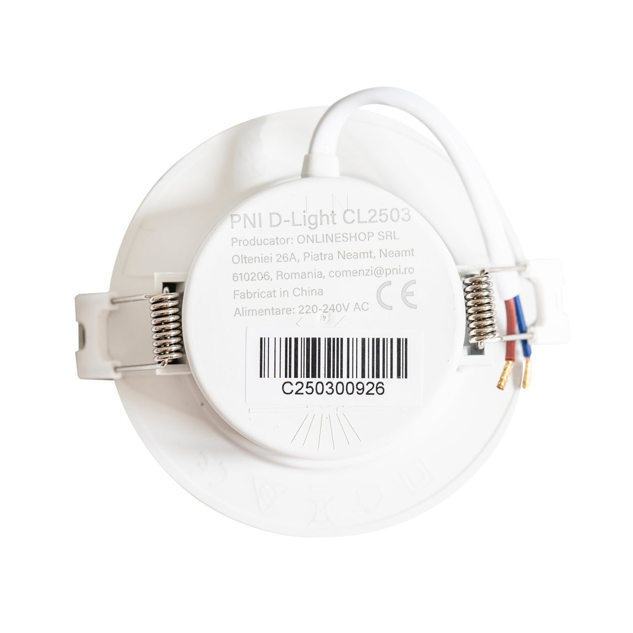 Spot LED PNI D-Light CL2503 3W, incastrabil, rotund 9 cm, 6400K, alimentare 230V, 330 lm, alb rece
