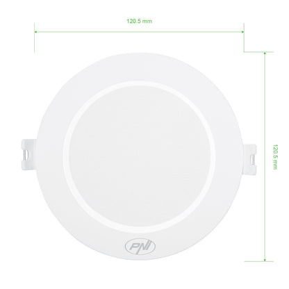 Spot LED PNI D-Light CL2506 6W, incastrabil, rotund 120 cm, 6400K, alimentare 230V, 660 lm, alb rece