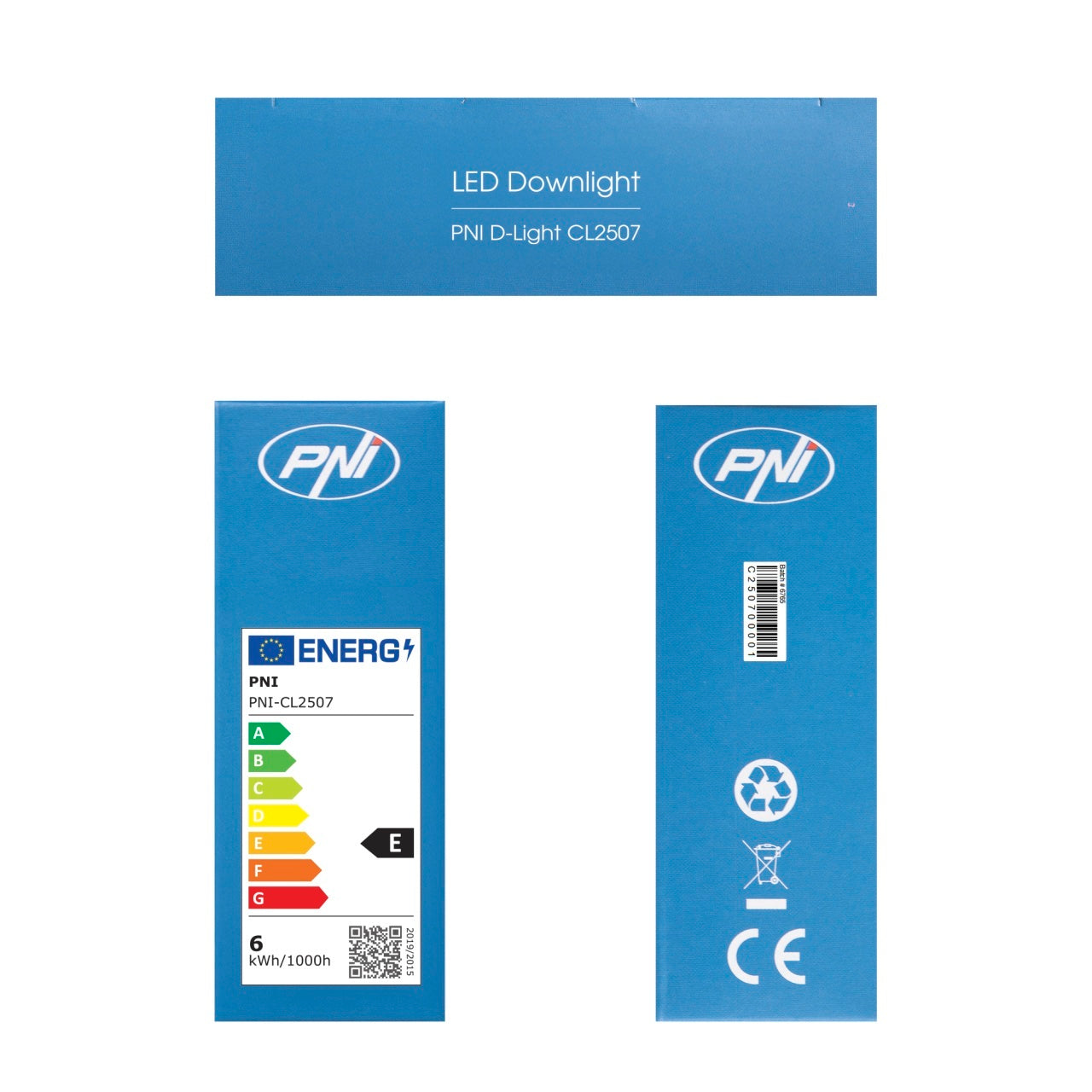 Spot LED PNI D-Light CL2507 6W, incastrabil, rotund 12 cm, 4200K, alimentare 230V, 660 lm, alb neutru