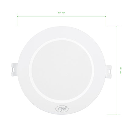 Spot LED PNI D-Light CL2512 12W, incastrabil, rotund 17 cm, 4200K, alimentare 230V, 1320 lm, alb neutru