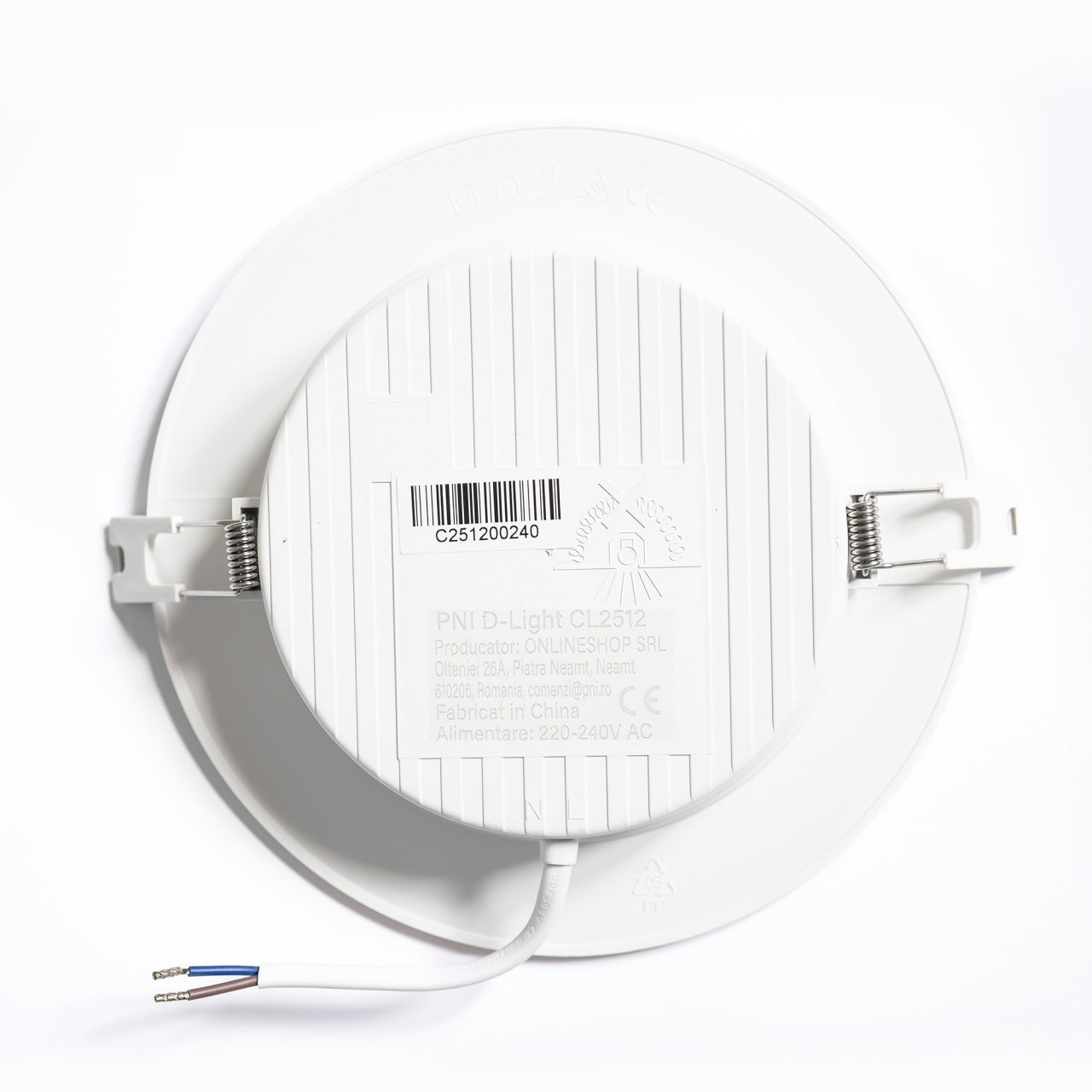 Spot LED PNI D-Light CL2512 12W, incastrabil, rotund 17 cm, 4200K, alimentare 230V, 1320 lm, alb neutru