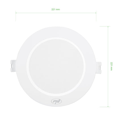 Spot LED PNI D-Light CL2518 18W, incastrabil, rotund 22 cm, 6400K, alimentare 230V, 1980 lm, alb rece