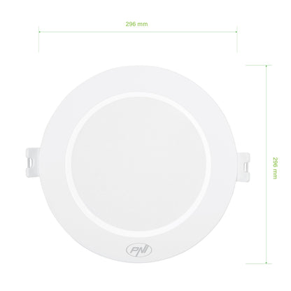 Spot LED PNI D-Light CL2524 24W, incastrabil, rotund 29 cm, 6400K, alimentare 230V, 2640 lm, alb rece