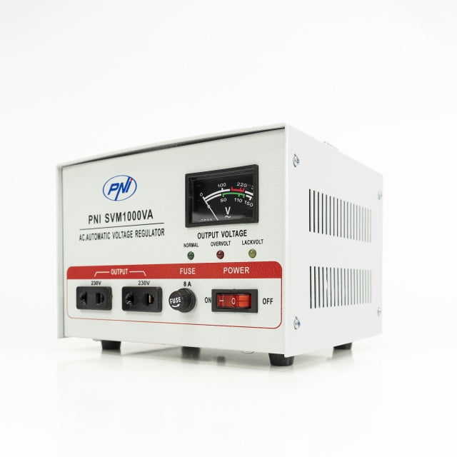 Stabilizator de tensiune PNI SVM1000VA cu servomotor, 800W, 3.6A, iesire 230V