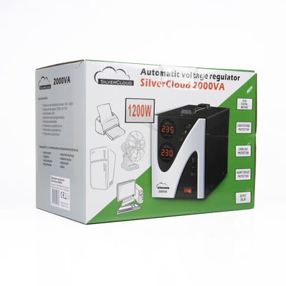 Stabilizator de tensiune SilverCloud 2000VA 1200W 9.1A iesire 230V ± 10%