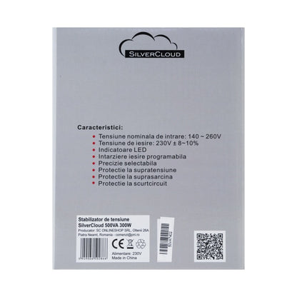 Stabilizator de tensiune SilverCloud 500VA 300W 2.3A