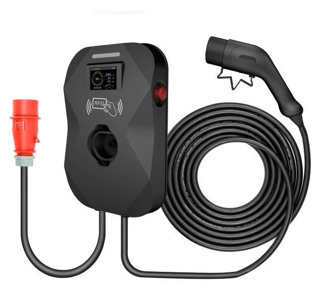 Statie de incarcare PNI KW11 16A 11KW pentru masini electrice 380V - 440V trifazat, conector Type 2, display, card, BT, control din aplicatie mobil BT + RFID + APP