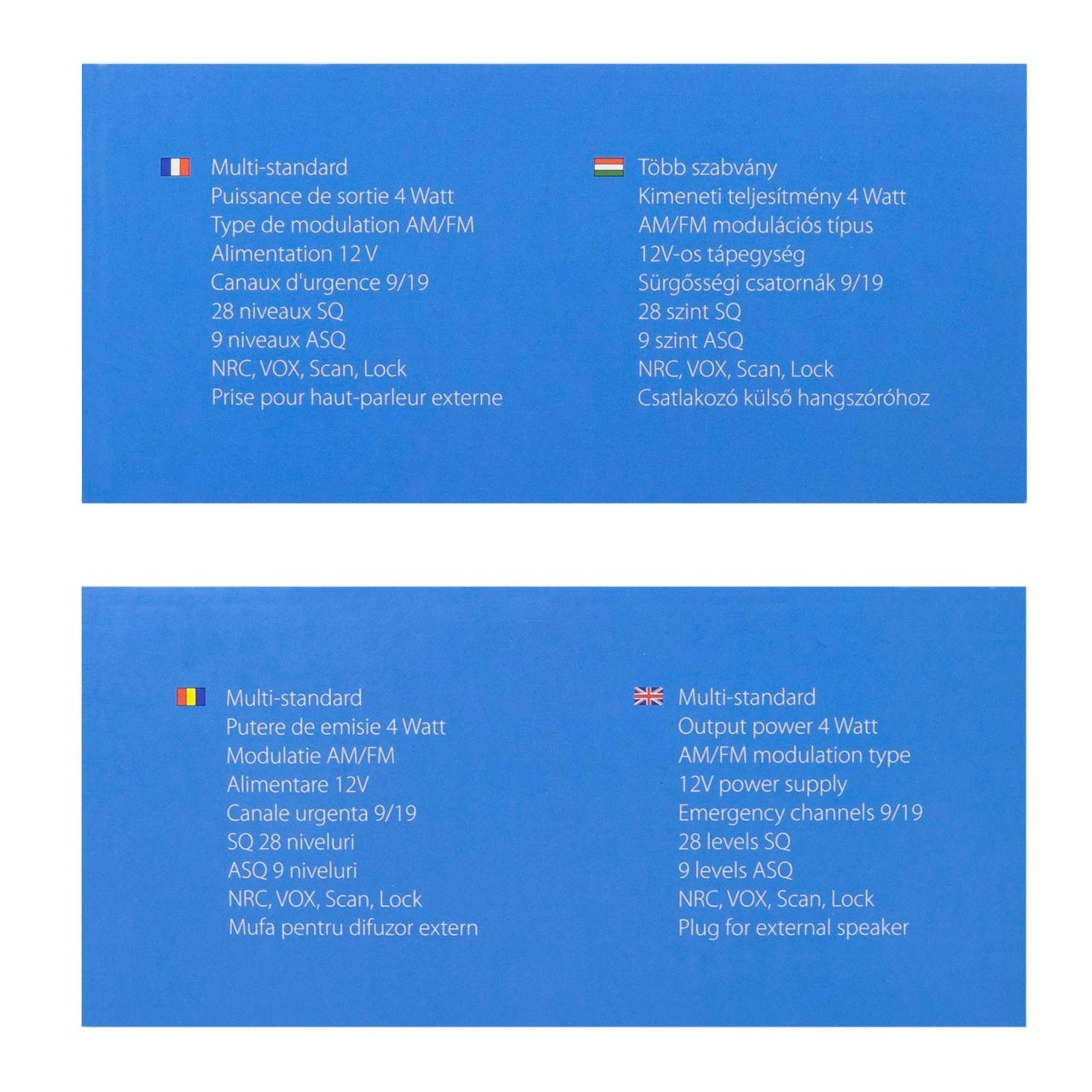 Statie radio CB PNI Escort HP 6500 PRO, multi-standard, VOX, NRC, 4W, AM-FM, 12V, SQ, ASQ, mufa de bricheta inclusa