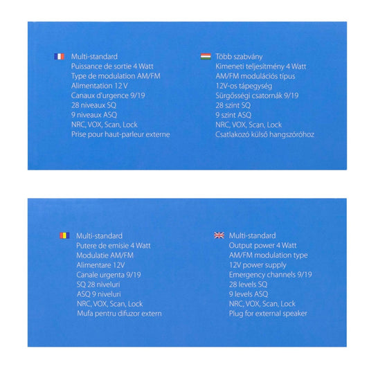 Statie radio CB PNI Escort HP 6500 PRO, multi-standard, VOX, NRC, 4W, AM-FM, 12V, SQ, ASQ, mufa de bricheta inclusa