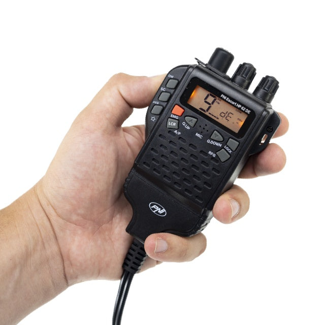 Statie radio CB portabila PNI Escort HP 62DE German version, multi standard, 4W, 12V, AM-FM, ASQ reglabil pe 5 niveluri, RF Gain pe 9 niveluri, Dual Watch, Scan, Lock