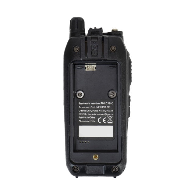 Statie radio maritima portabila PNI DS890, 88 canale, 10 canale meteo, Squelch reglabil, Roger Beep, Dual Watch, Scan, Call, NRC, acumulator 1800mAh, IP67