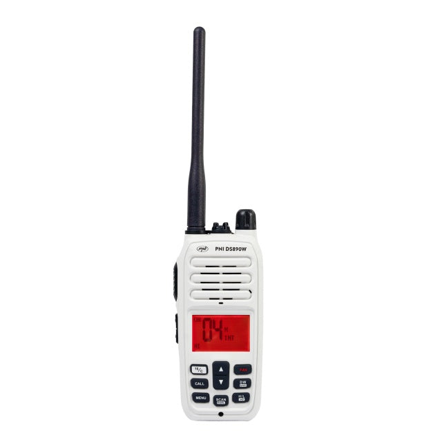 Statie radio maritima portabila PNI DS890W, 88 canale, 10 canale meteo, Squelch reglabil, Roger Beep, Dual Watch, Scan, Call, NRC, acumulator 1800mAh, IP67