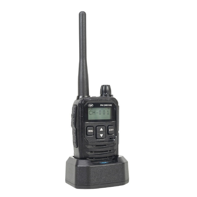 Statie radio portabila PNI DMR R45, digital si analogic, 446MHz, 16 canale digitale si 99 canale analogice, functie inregistrare voce, baterie Li-Ion 2000mAh