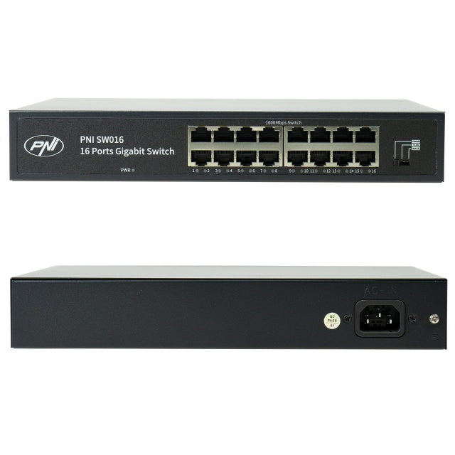 Switch PNI SW016, 16 x 10/100/1000 Mbps, Gigabit, carcasa metalica