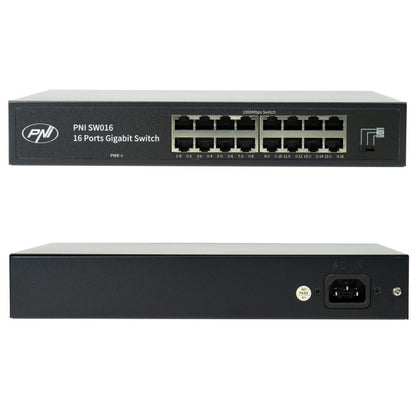Switch PNI SW016, 16 x 10/100/1000 Mbps, Gigabit, carcasa metalica