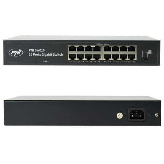 Switch PNI SW016, 16 x 10/100/1000 Mbps, Gigabit, carcasa metalica
