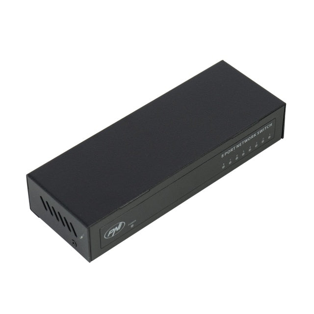Switch PNI SW08 cu 8 porturi 10/100 Mbps, carcasa metalica, fara ventilator, plug & play, protectie fulger 4KV