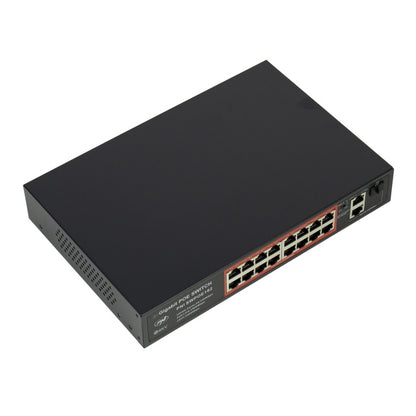 Switch POE PNI SWPOE162, 16 porturi POE 100 Mbps, 2 porturi UP Link 1000 Mbps, 1 port SFP 1000Mbps, 240W, functie AI Extend pana la 250m, protectie fulger 4kV