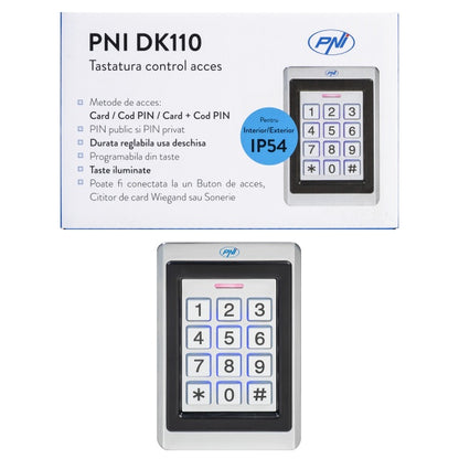 Tastatura control acces PNI DK110, stand alone, exterior si interior, IP54