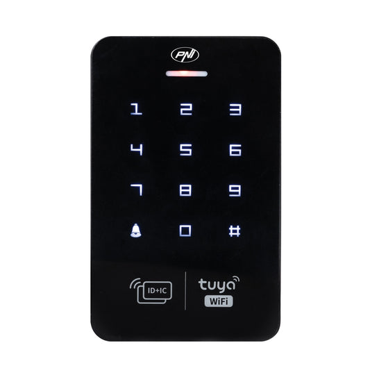 Tastatura control acces PNI DK150T cu Wi-Fi, deblocare cu PIN, card RFID si din aplicatia Tuya Smart, IP65, negru