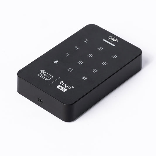 Tastatura control acces PNI DK150T cu Wi-Fi, deblocare cu PIN, card RFID si din aplicatia Tuya Smart, IP65, negru