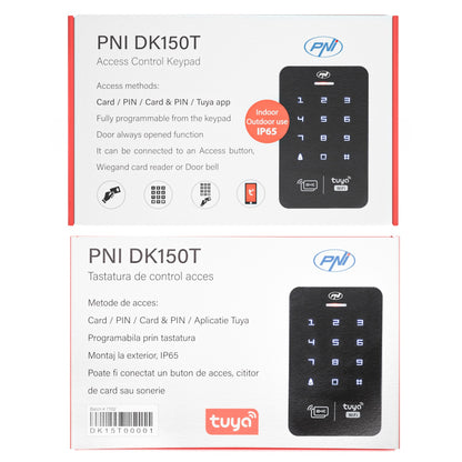 Tastatura control acces PNI DK150T cu Wi-Fi, deblocare cu PIN, card RFID si din aplicatia Tuya Smart, IP65, negru
