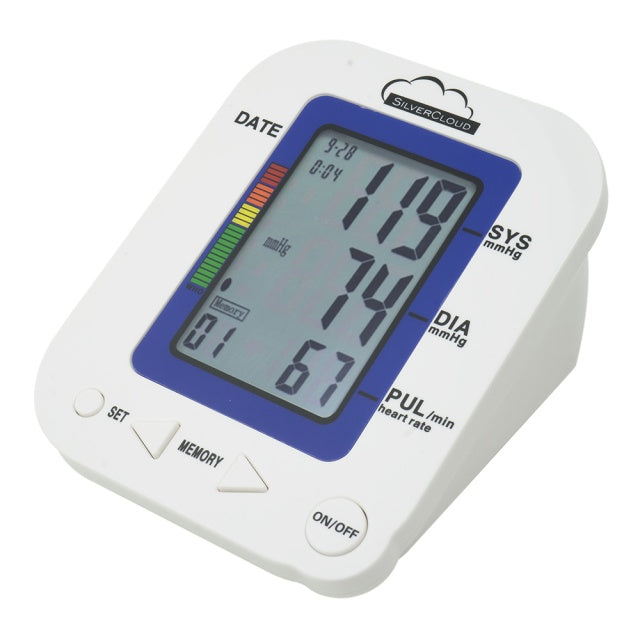 Tensiometru electronic de brat SilverCloud MB23 cu ecran LCD, atentionare vocala, afisare ritm cardiac, manson 22-36cm