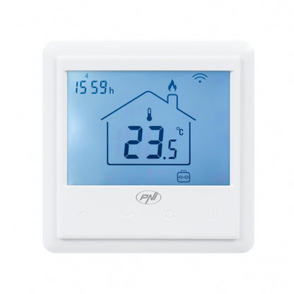 Termostat inteligent incastrabil PNI CT25PE WiFi, control prin internet incalzire electrica in pardoseala, aplicatie mobil Tuya Smart, integrare in scenarii si automatizari smart cu alte produse compa