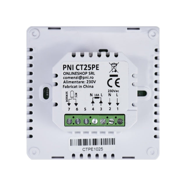 Termostat inteligent incastrabil PNI CT25PE WiFi, control prin internet incalzire electrica in pardoseala, aplicatie mobil Tuya Smart, integrare in scenarii si automatizari smart cu alte produse compa