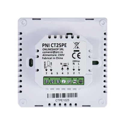 Termostat inteligent incastrabil PNI CT25PE WiFi, control prin internet incalzire electrica in pardoseala, aplicatie mobil Tuya Smart, integrare in scenarii si automatizari smart cu alte produse compa