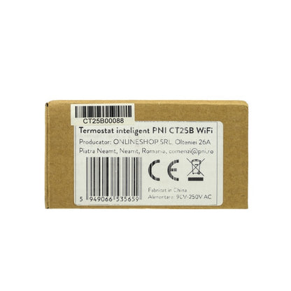 Termostat inteligent PNI CT25B WiFi pentru centrala termica pe gaz, montaj incastrat, 16A, control din aplicatia Tuya Smart, programare zilnica, mod manual/automat, culoare negru