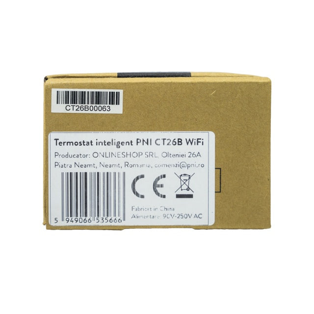 Termostat inteligent PNI CT26B WiFi incalzire in pardoseala electrica sau grup pompare, senzor pardoseala inclus, 10A, montaj incastrat, control din aplicatia Tuya Smart, programare zilnica, mod manua
