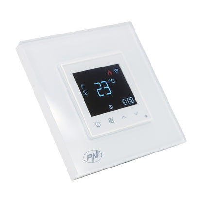 Termostat inteligent PNI CT26W WiFi incalzire in pardoseala electrica sau grup pompare, senzor pardoseala inclus, montaj incastrat, control din aplicatia Tuya Smart, programare zilnica, mod manual/aut