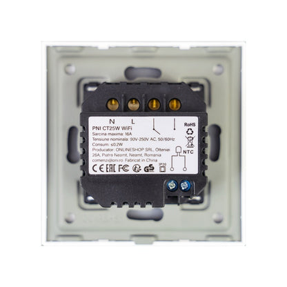 Termostat inteligent PNI CT26W WiFi incalzire in pardoseala electrica sau grup pompare, senzor pardoseala inclus, montaj incastrat, control din aplicatia Tuya Smart, programare zilnica, mod manual/aut
