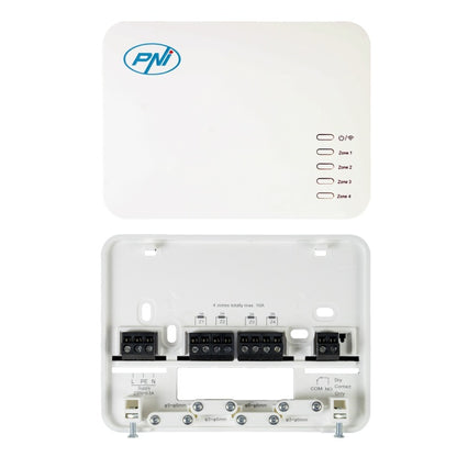 Termostat inteligent PNI CT440 fara fir, cu WiFi, control 4 zone prin Internet, pentru centrale termice, pompe, electrovalve, APP TuyaSmart