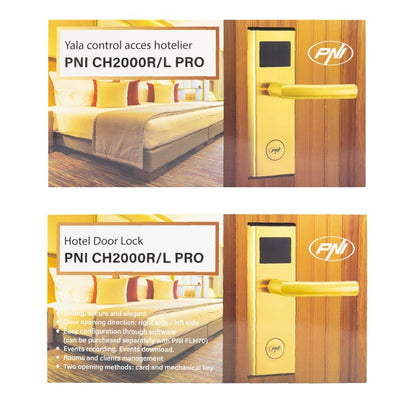 Yala control acces hotelier PNI CH2000R PRO Gold cu cititor de card deschidere pe partea dreapta