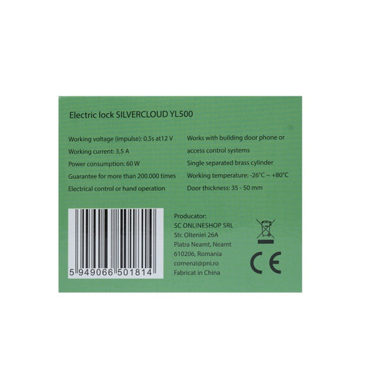 Yala electromagnetica SilverCloud YL500 cu butuc, deschidere pe partea stanga, Fail Secure NO